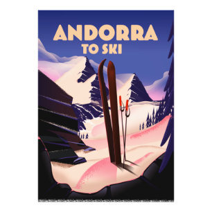 Andorra ski-poster. foto afdruk