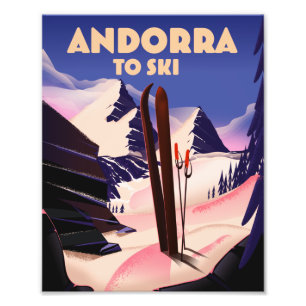Andorra skiposter. ansichtkaart foto afdruk