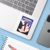 Andorra skiposter. sticker (Laptop met iPhone)