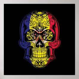 Andorra Skull en Rozen vlag Poster