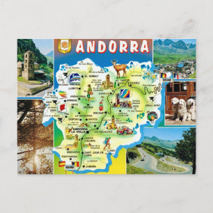 Andorra Vintage Kaart Ansichtkaart