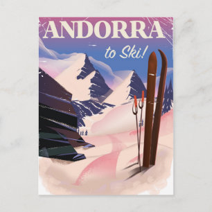 Andorra vintage skiposter briefkaart