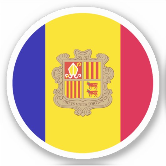 Andorra Vlag Ronde Sticker (Voorkant)