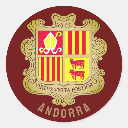 Andorra wapenschild ronde sticker (Voorkant)