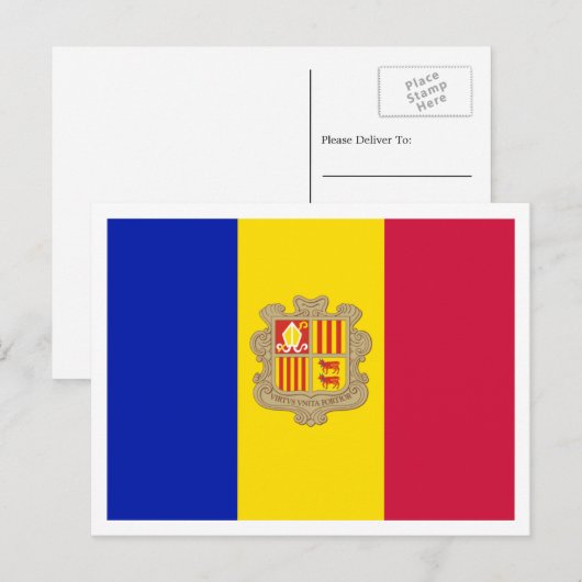 Andorrese vlag, vlag van Andorra Briefkaart (Voorkant / Achterkant)