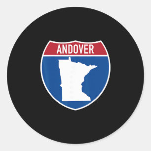 Andover Minnesota Kaart Snelweg Interstate Bordje  Ronde Sticker