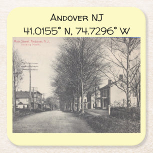 Andover NJ-kaartcoördinaten  stijl Vierkante Kartonnen Onderzetter