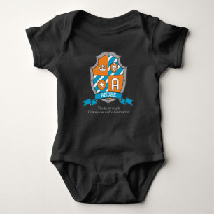 Andre boys Een naam & betekenis ridders schild Romper