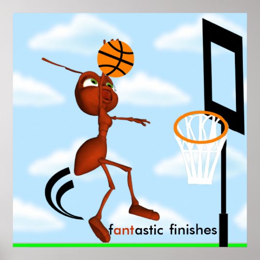 Andre The Ant Basketball Slam Dunk Poster (Voorkant)