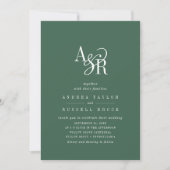 ANDREA Dark Green QR Code Classic Elegant Wedding Kaart (Voorkant)