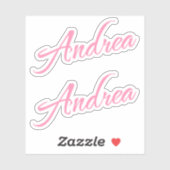 Andrea Decoratieve Naam in Roze x2 Sticker (Vel)