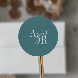 ANDREA Donker Turkoois Moderne Eenvoudige Trouw Mo Ronde Sticker