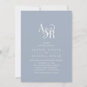 ANDREA Dusty Blue QR Code Classic Elegant Wedding Kaart (Voorkant)