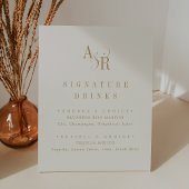 ANDREA Gold Cream Modern Wedding Signature Drink Reclamebord Met Voetstuk