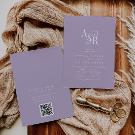 ANDREA Lavender QR Code Classic Elegant Wedding Kaart