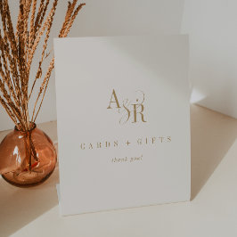 ANDREA Minimal Gold Cream Trouwkaarten en Geschenk Reclamebord Met Voetstuk