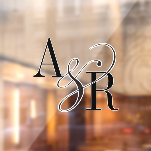 ANDREA Modern Minimalistisch Groot Huwelijk Monogr Raamsticker (Vel 2)