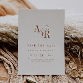 ANDREA Monogram Simple Boho Cream Minimal Wedding Save The Date
