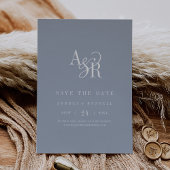 ANDREA Monogram Simple Dusty Blue Minimal Wedding Save The Date