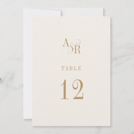 ANDREA Neutral Gold Cream Mariage Numéros de table (Dos)