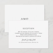 Andrea Zwart Wit Elegant Huwelijk Informatiekaartje (Voorkant / Achterkant)