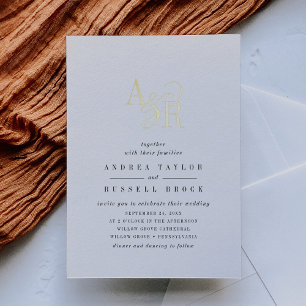 ANDREA Zwart Wit Goud Formele Elegante Huwelijk Folie Uitnodiging