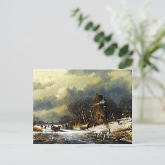 Andreas Schelfhout Nederlands landschap met figure Briefkaart (Staand voorkant)