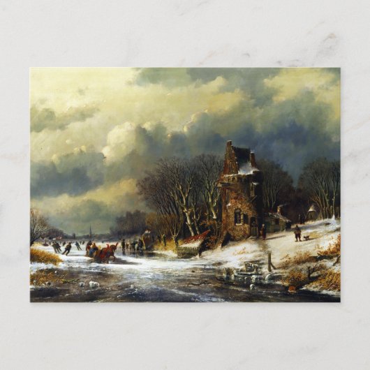 Andreas Schelfhout Nederlands landschap met figure Briefkaart (Voorkant)