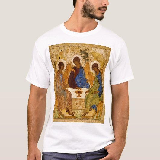 Andrei Rublev Heilige Trinity Icon Orthodoxe relig T-shirt (Voorkant)