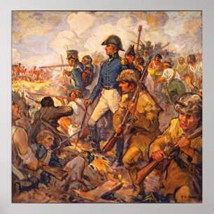 Andrew Jackson Tijdens de strijd om New Orleans Poster