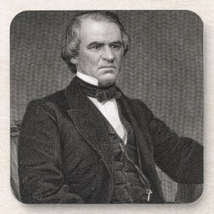 Andrew Johnson, gegraveerd op een foto van Thom Bier Onderzetter
