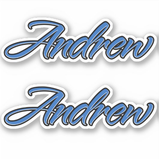 Andrew Nom autocollant Stickerset bleu (Devant)