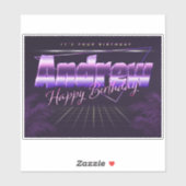 Andrew Prénom lila retro Sticker (Feuille)