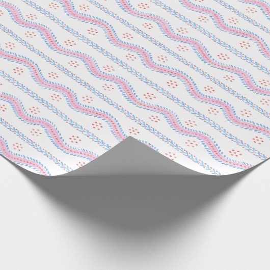 Andrew Stripe Pink en blauw Cadeaupapier (Hoek)