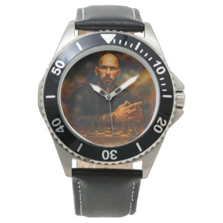 Andrew Tate roestvrijstalen zwarte leren horloge