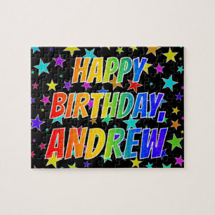 "ANDREW" Voornaam, geun "HAPPY BIRTHDAY" Legpuzzel