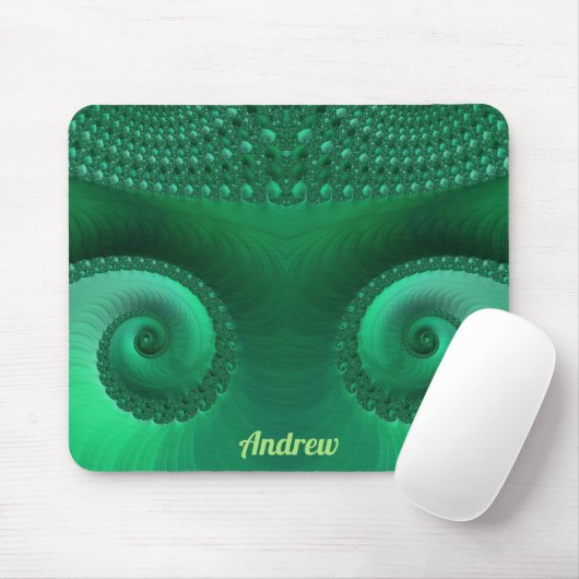 ANDREW ~ Zany Shades of Green Fractal Pattern Muismat (Met muis)
