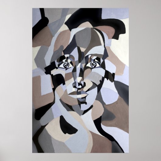 Androgin Abstract in modern Geometrisch Cubisme Poster (Voorkant)