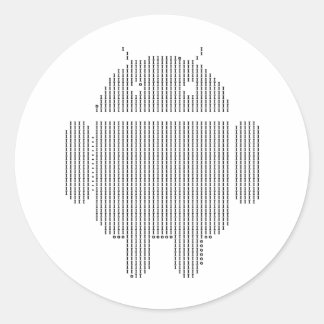 Android—ASCII zwart Ronde Sticker