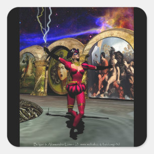 ANDROID BALLET, sciencefiction Vierkante Sticker