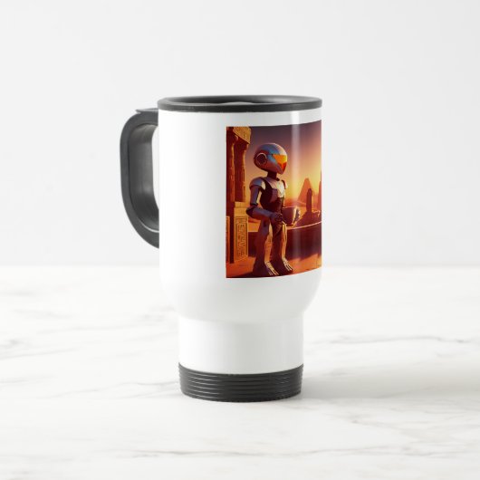 Android Drinking Coffee Looking At Pyramids Reisbeker (Voorkant links)
