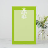 Android Green Decor Keep Calm and Jouw tekst Briefpapier (Staand voorkant)