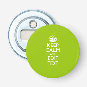 Android Green Keep Calm and Jouw tekst Button Flesopener