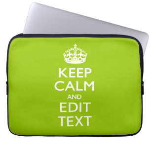 Android Green Keep Calm and Jouw tekst Laptop Sleeve