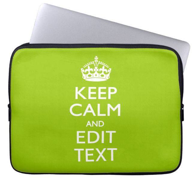 Android Green Keep Calm and Jouw tekst Laptop Sleeve (Voorkant)
