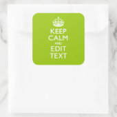 Android Green Keep Calm have Jouw tekst Vierkante Sticker (Tas)