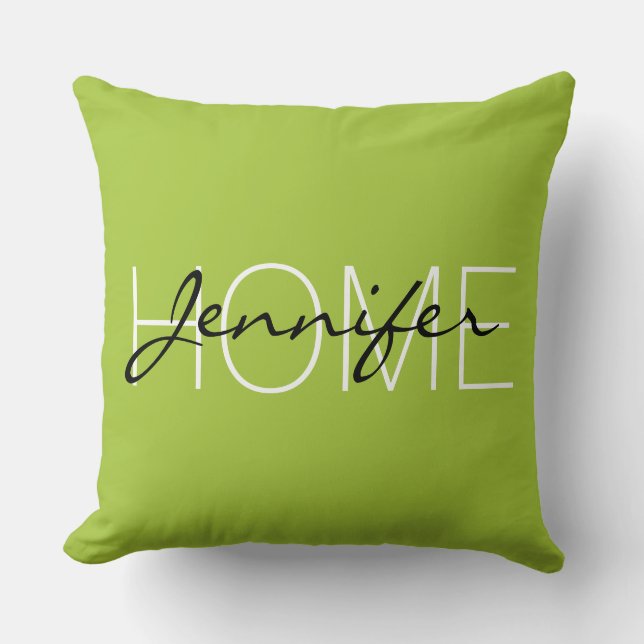 Android groene kleur huis monogram kussen (Voorkant)
