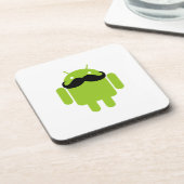 Android Robot Black Mustache Graphic Bier Onderzetter (Linkerzijde)