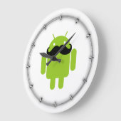Android Robot Black Mustache Graphic Grote Klok (Hoek)