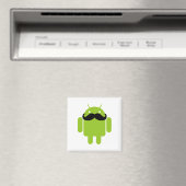 Android Robot Black Mustache Graphic Magneet (Insitu (Vaatwasser))